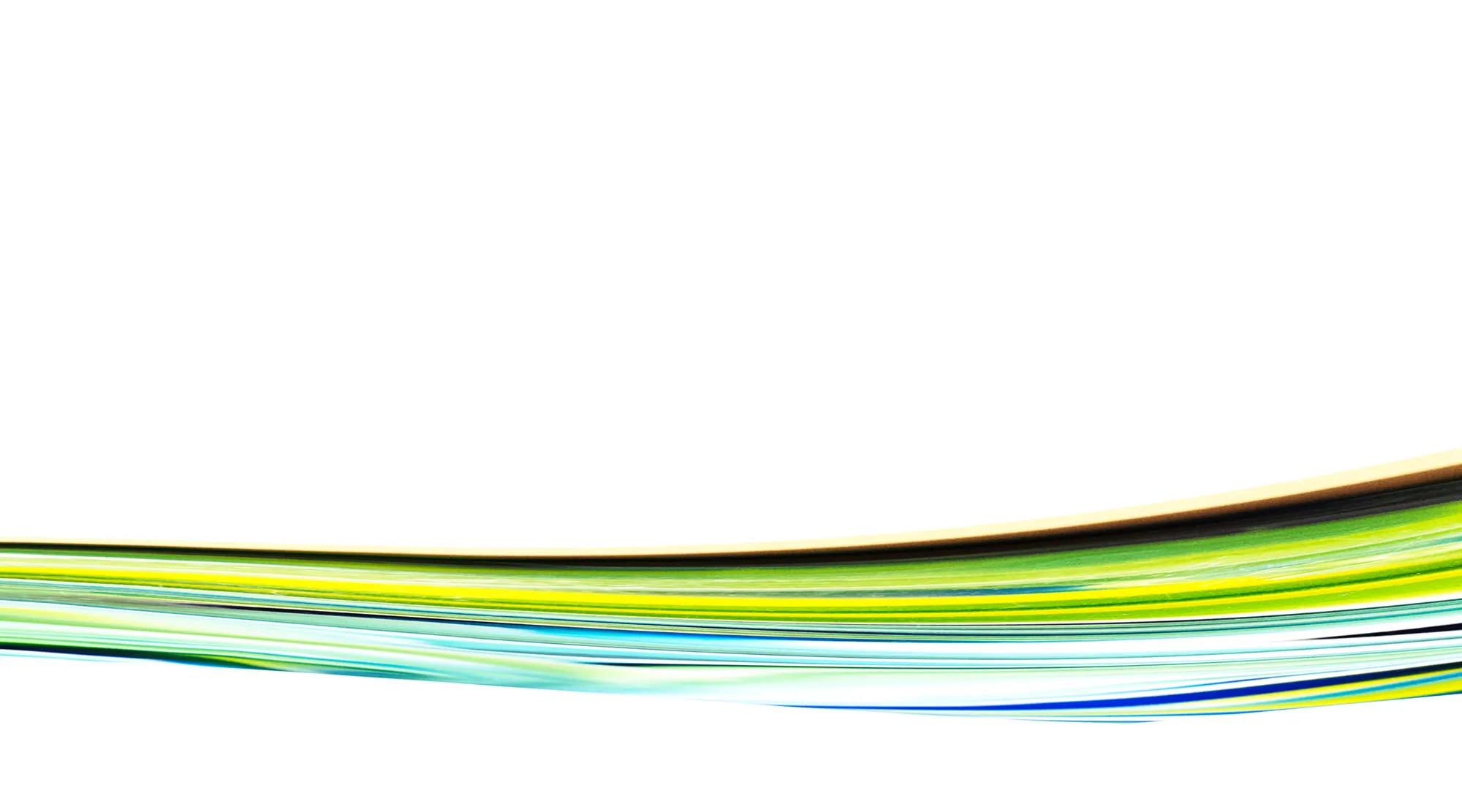 Green and yellow acrylic ribbon on a white background