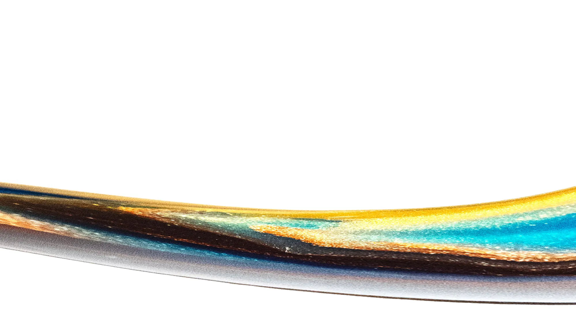 Ribbon of coloured acrylic on a white background