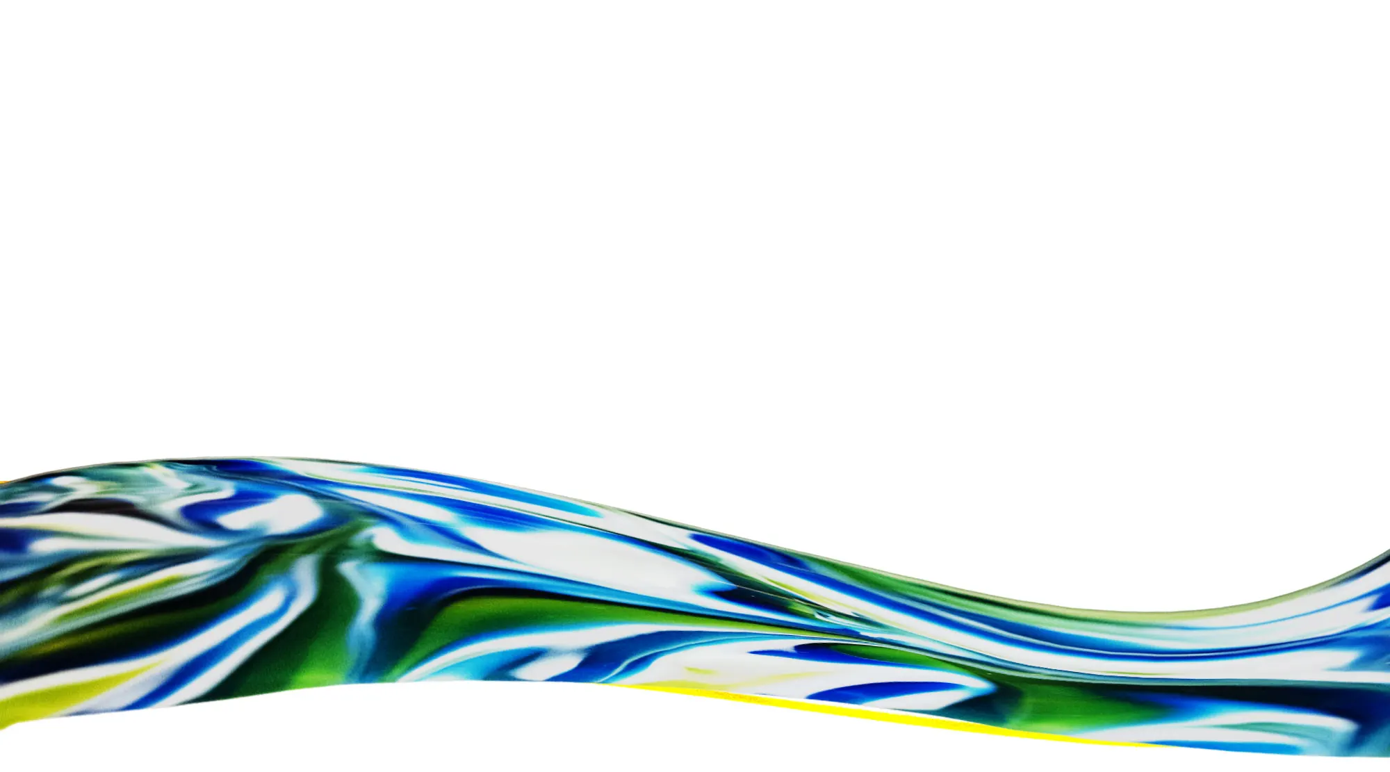 Wave of coloured acrylic on a white background