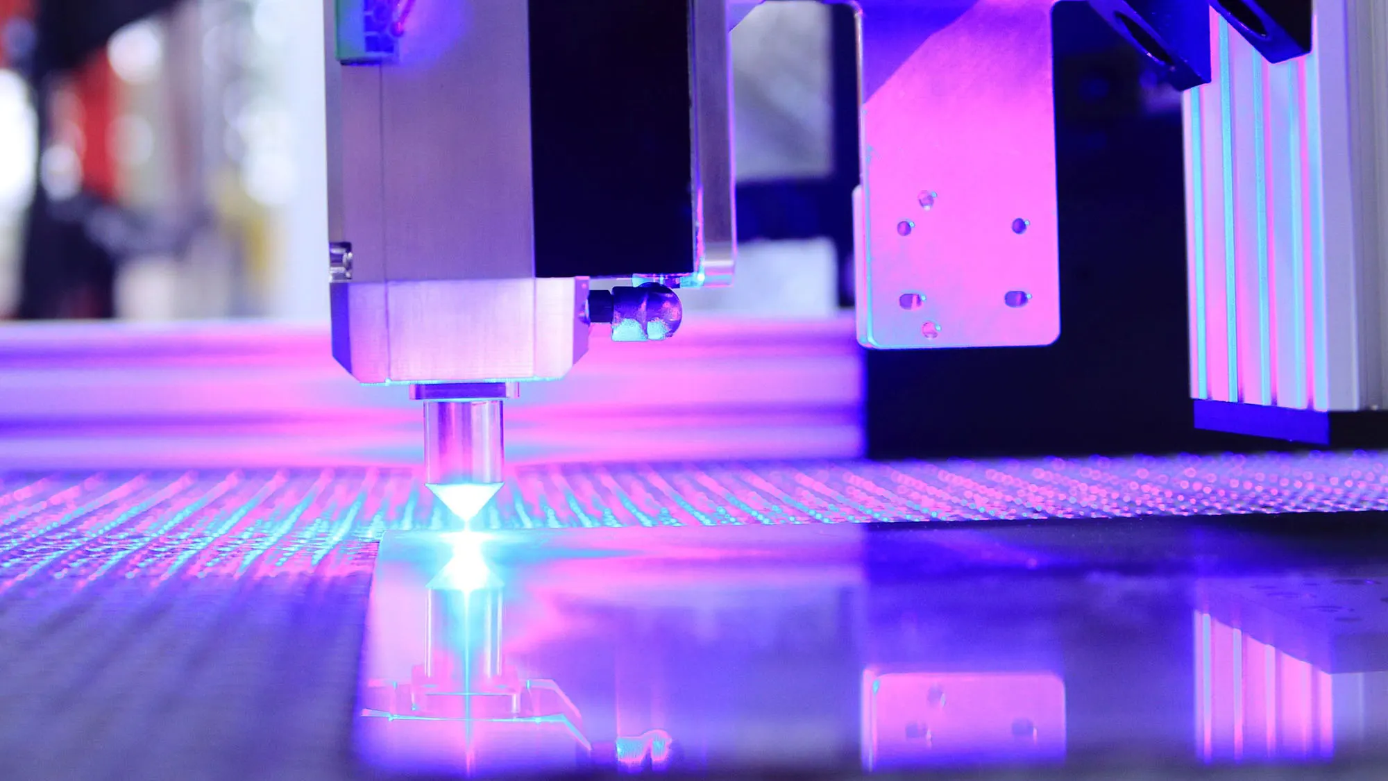 CNC milling of acrylic under violet light